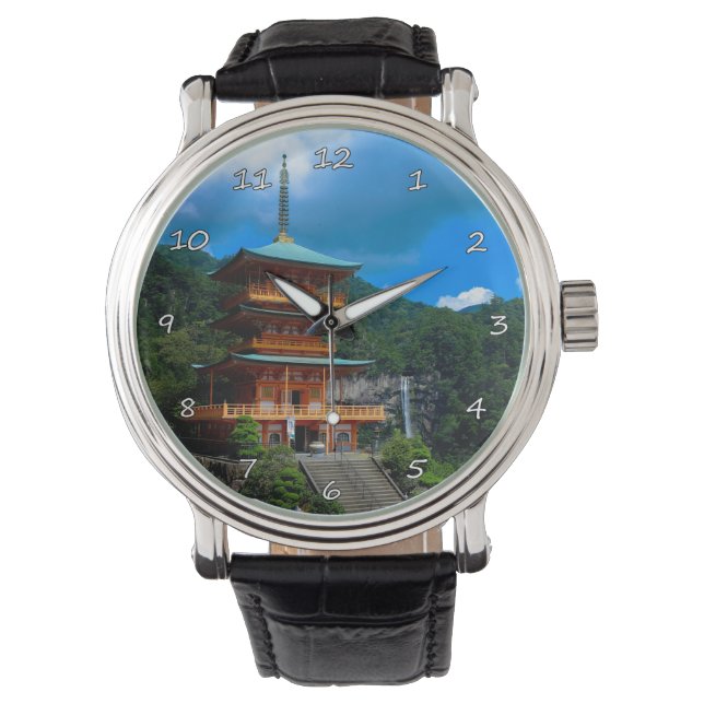 Beautiful Japanese Pagoda & Waterfall Watch (Front)
