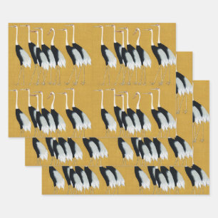 Beautiful Japanese Red Crown Cranes by Ogata Korin Wrapping Paper Sheet