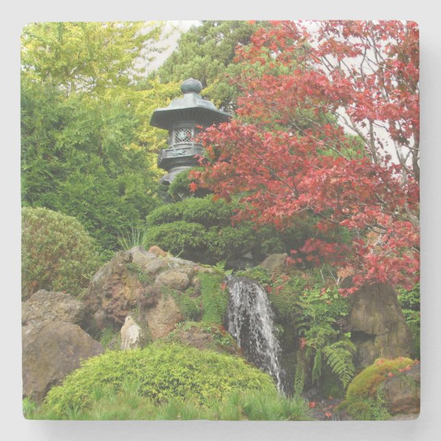 Beautiful Japanese Rock Garden with Pagoda Stone Coaster (Front)