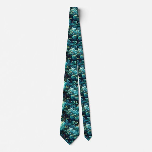 Beautiful Japanese-style cloud Ukiyo-e Tie (Front)