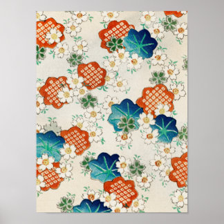 Beautiful Japanese Vintage Floral Pattern Poster