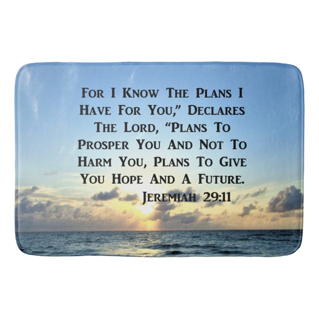 BEAUTIFUL JEREMIAH 29:11 SCRIPTURE VERSE BATH MAT (Front)