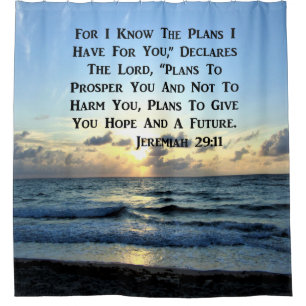 BEAUTIFUL JEREMIAH 29:11 SCRIPTURE VERSE SHOWER CURTAIN
