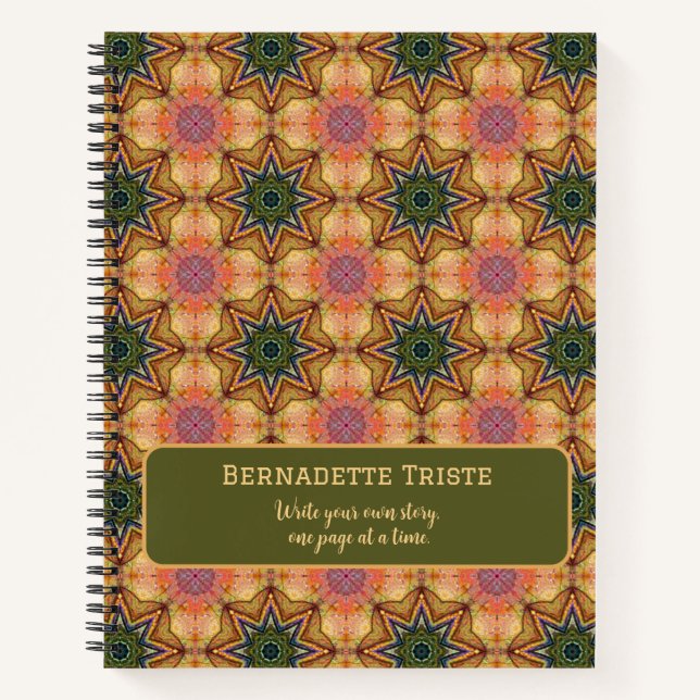 Beautiful Jewel Toned Custom Name Saying Star  Notebook (Front)
