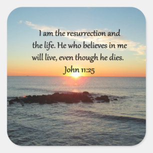 BEAUTIFUL JOHN 11:25 SUNRISE PHOTO SQUARE STICKER