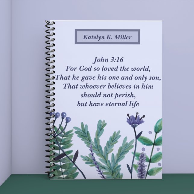 Beautiful John 3:16 Pretty Floral Christian Quote Notebook (Creator Uploaded)