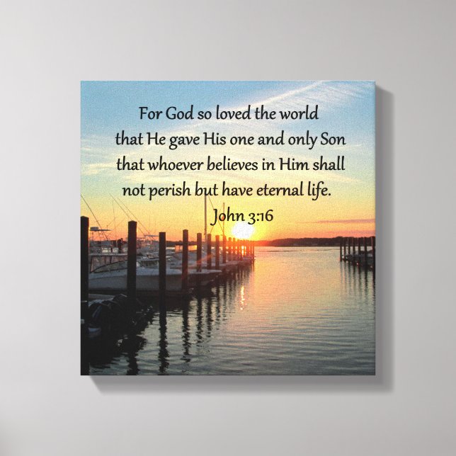 BEAUTIFUL JOHN 3:16 SUNSET PHOTO DESIGN CANVAS PRINT (Front)