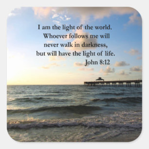 BEAUTIFUL JOHN 8:12 PHOTO DESIGN SQUARE STICKER