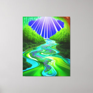 Beautiful Jordan River Vivid Landscape Canvas Print