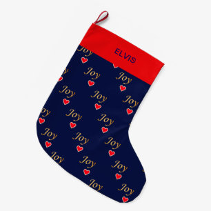 Beautiful Joy Heart Pattern Large Christmas Stocking