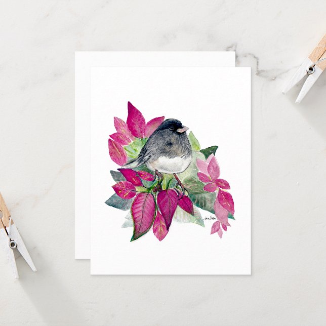 Beautiful Junco Watercolor Note Card (Beautiful Darked Eyed Junco Watercolor Colored Pencil Blank Note Cards from Jenn Steffen Art)