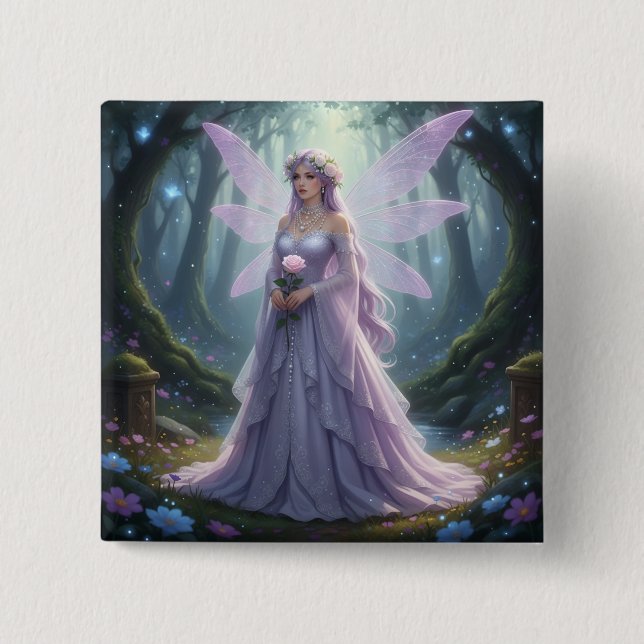 Beautiful June Pearl Fairy 15 Cm Square Badge (Front)
