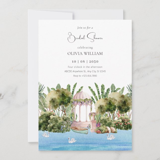 Beautiful jungle river bridal shower invitation (Front)