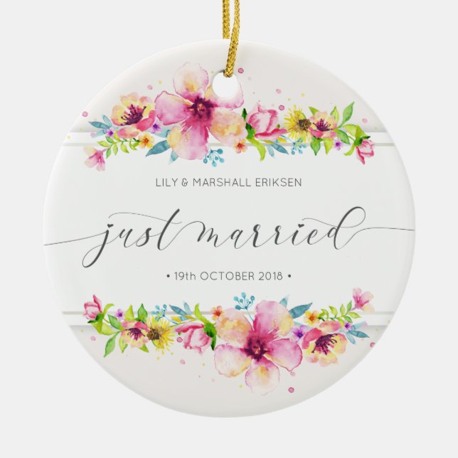 Beautiful Just Married Wedding | Ceramic Ornament (Front)