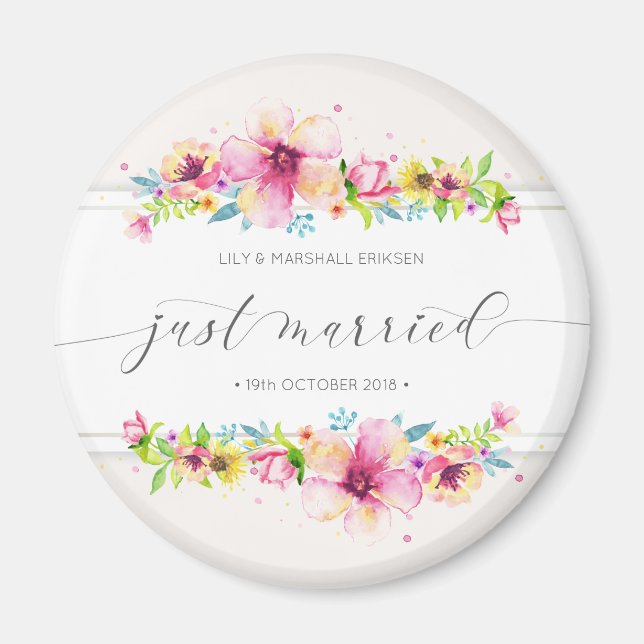 Beautiful Just Married Wedding | Fridge Magnet (Front)