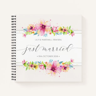 Beautiful Just Married Wedding Guestbook Notebook