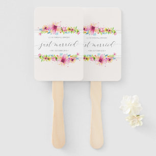 Beautiful Just Married Wedding   Hand Fans
