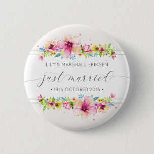 Beautiful Just Married Wedding   Pin Button