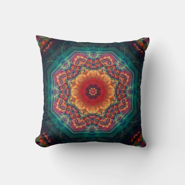 Beautiful kaleidoscope multicolored flower pattern cushion (Front)