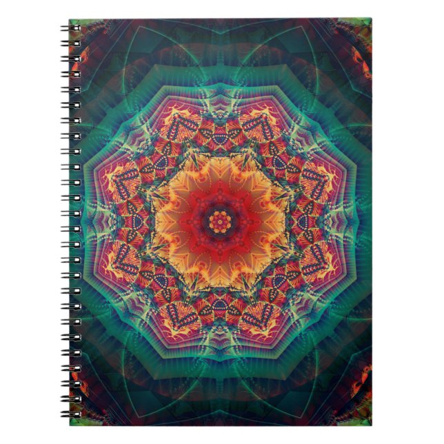 Beautiful kaleidoscope multicolored flower pattern notebook (Front)