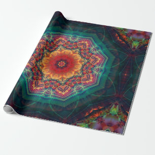 Beautiful kaleidoscope multicolored flower pattern wrapping paper