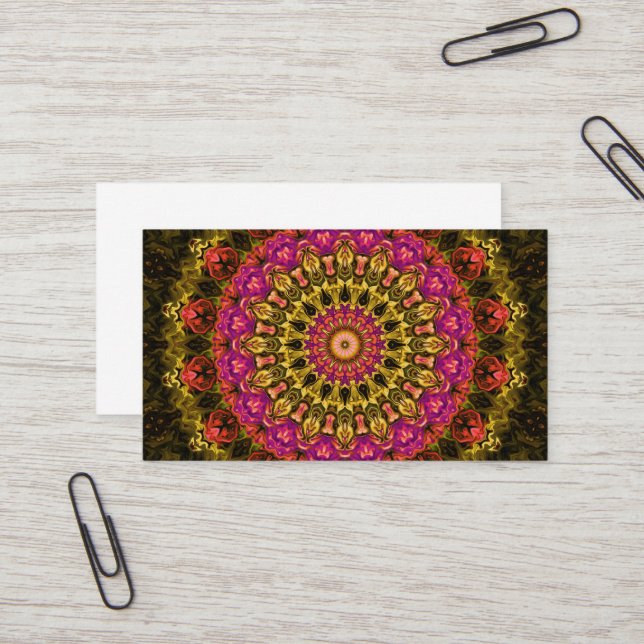 beautiful kaleidoscopic mandala pattern business card (Front/Back In Situ)