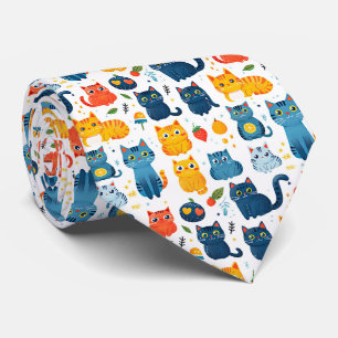 Beautiful kawaii cats, playing with toys white ba Tie