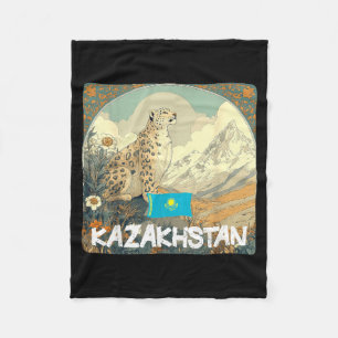 Beautiful Kazakhstan Big Cat Costume with Flag Fleece Blanket
