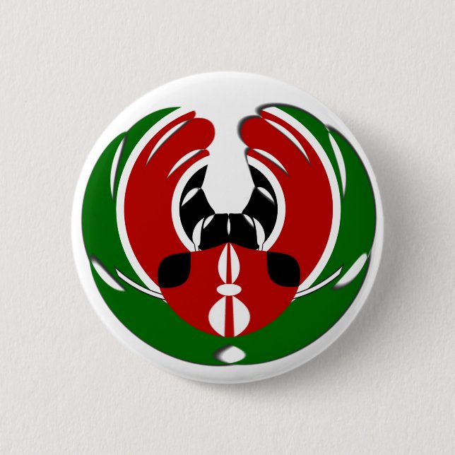 Beautiful Kenya Tapestry: Kenyan Flag Butterfly Mo 6 Cm Round Badge (Front)