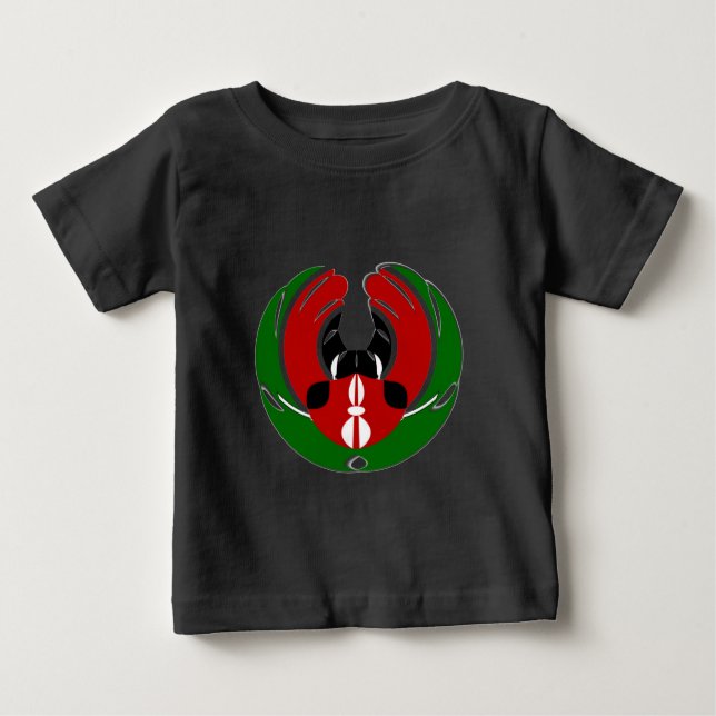 Beautiful Kenya Tapestry: Kenyan Flag Butterfly Mo Baby T-Shirt (Front)
