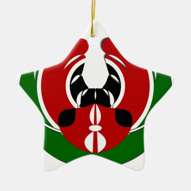 Beautiful Kenya Tapestry: Kenyan Flag Butterfly Mo Ceramic Tree Decoration (Front)