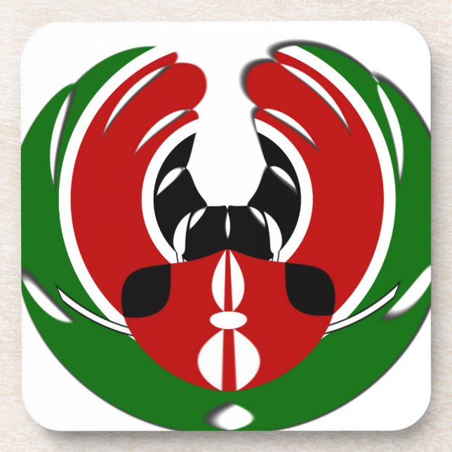 Beautiful Kenya Tapestry: Kenyan Flag Butterfly Mo Coaster (Front)