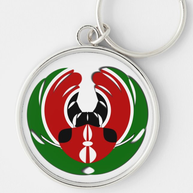 Beautiful Kenya Tapestry: Kenyan Flag Butterfly Mo Key Ring (Front)
