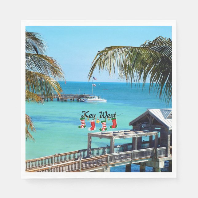 Beautiful Key West Christmas Napkin (Front)