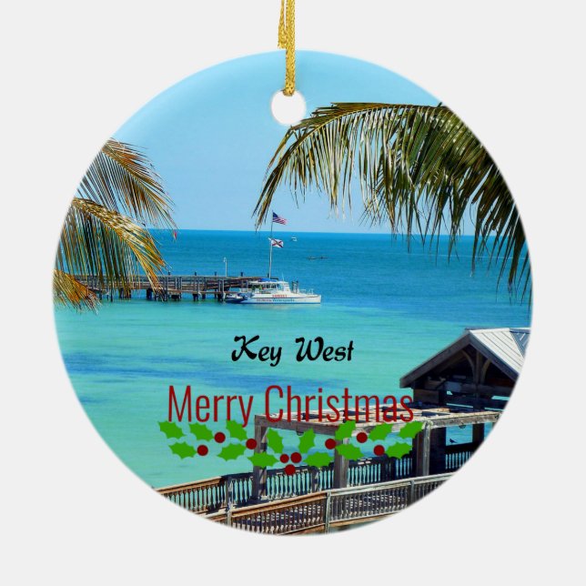 Beautiful Key West - Merry Christmas Ceramic Tree Decoration (Back)