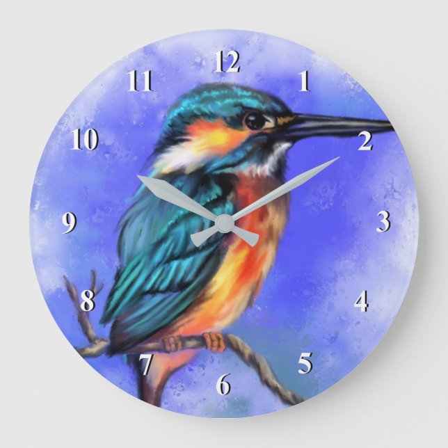 Beautiful Kingfisher Bird Painting Clock (Front)