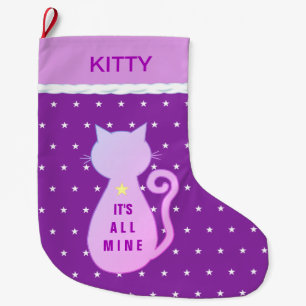 Beautiful Kitty Cat Silhouette Large Christmas Stocking