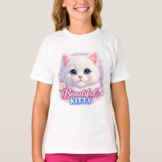 Beautiful Kitty Cute Cat Kids T-Shirt (Front)