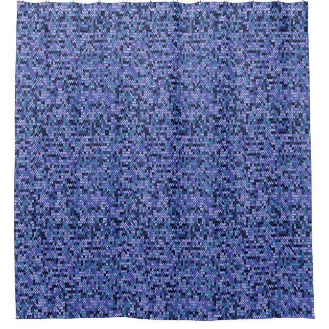 Beautiful , knitting pattern , knitted , blue and  shower curtain (Front)