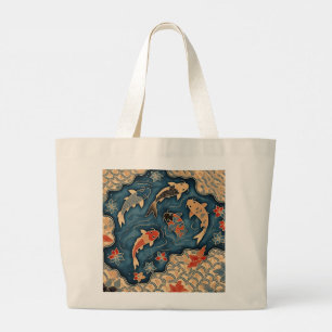 Beautiful Koi Fish with Batik Tote Bag