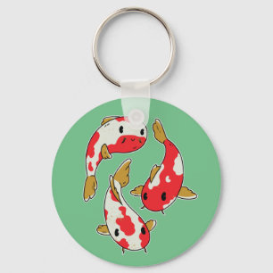 Beautiful Koi Fishes Cartoon Design Key Ring