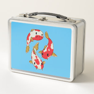 Beautiful Koi Fishes Cartoon Design Metal Lunch Box