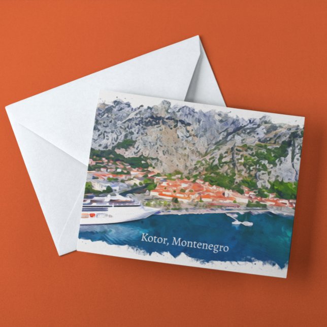 Beautiful Kotor Bay Montenegro Panorama View Postcard (kotor bay montengro vintage travel postcard)