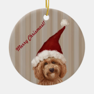 Beautiful Labradoodle Love Dog Custom Text Ceramic Tree Decoration