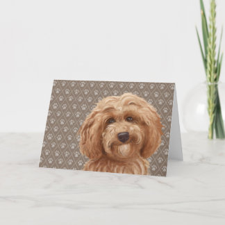 Beautiful Labradoodle Love Dog Paw Painting Print Card