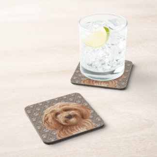 Beautiful Labradoodle Love Dog Paw Painting Print Coaster