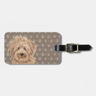 Beautiful Labradoodle Love Dog Paw Painting Print Luggage Tag