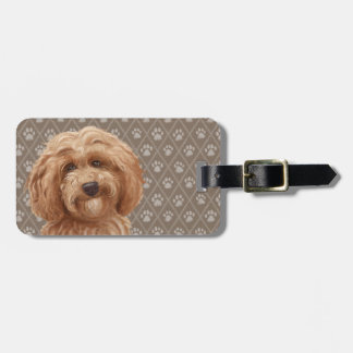 Beautiful Labradoodle Love Dog Paw Painting Print Luggage Tag