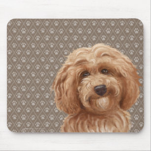 Beautiful Labradoodle Love Dog Paw Painting Print Mouse Pad