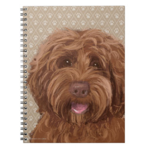 Beautiful Labradoodle Love Dog Paw Painting Print Spiral Notebook